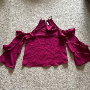 Elegant Women's Cold Shoulder Top - Burgundy